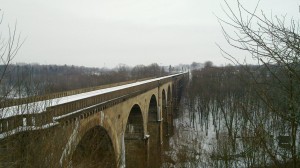 Railway viaduct crossing the Neiße to Poland